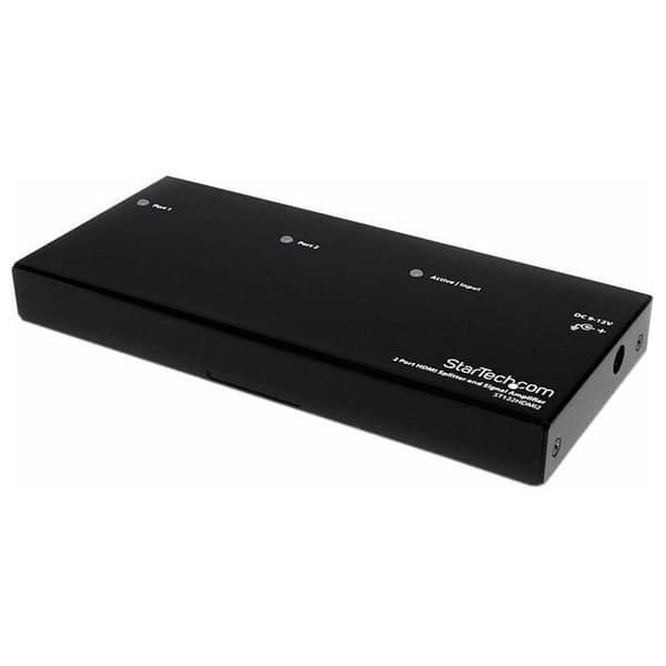 Startech 2 Port Hdmi Splitter And Signal Amplifier Svart