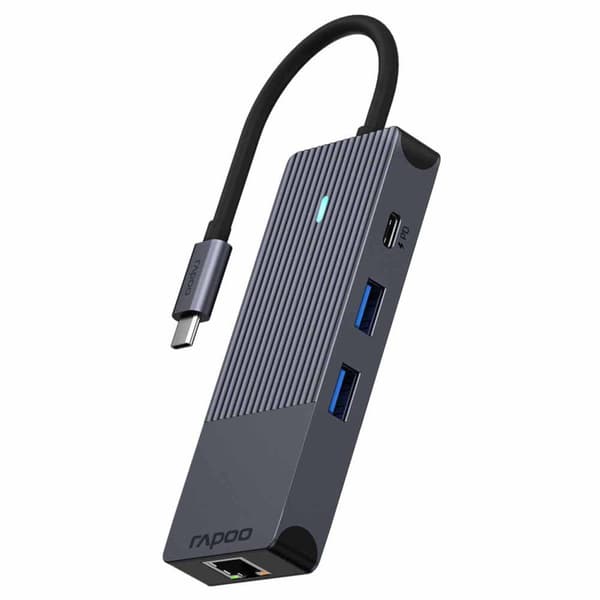 Rapoo Usb 11412 Multiport 8x1 3.0 Til Ethernet Adapter Sort Sort