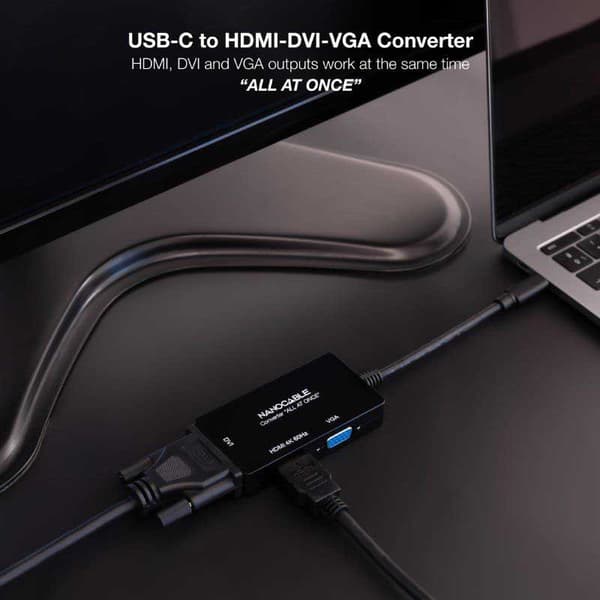 Nanocable Dockingstation Usb-c A Hdmi/dvi/vga 20 Cm Transparent