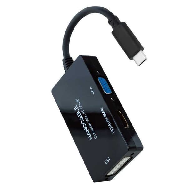 Nanocable Dockingstation Usb-c A Hdmi/dvi/vga 20 Cm Transparent Sort
