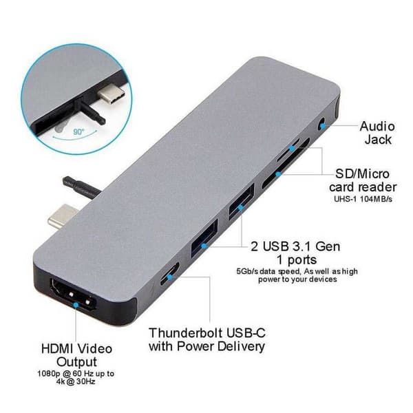 Hyper Drive Solo Hub For Macbook Pc & Usb-c Devices Søvfarvet