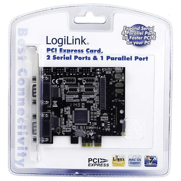Logilink Pc0033 Pci-e Til 2 Serie+parallel Udvidelseskort Søvfarvet