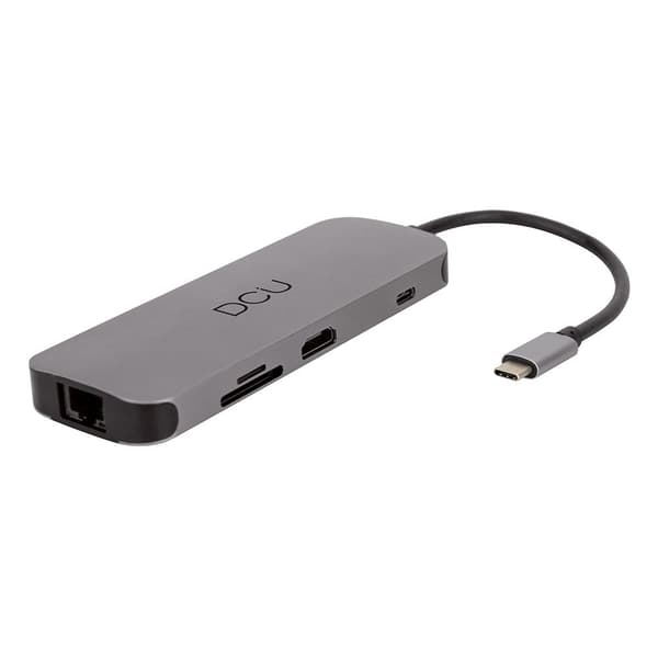 Dcu Tecnologic Til Hdmi+ Hub Usb C 3 Usb 3.0 + Rj45 + Kort Læser + Pd + Jack 3.5 Mm Søvfarvet