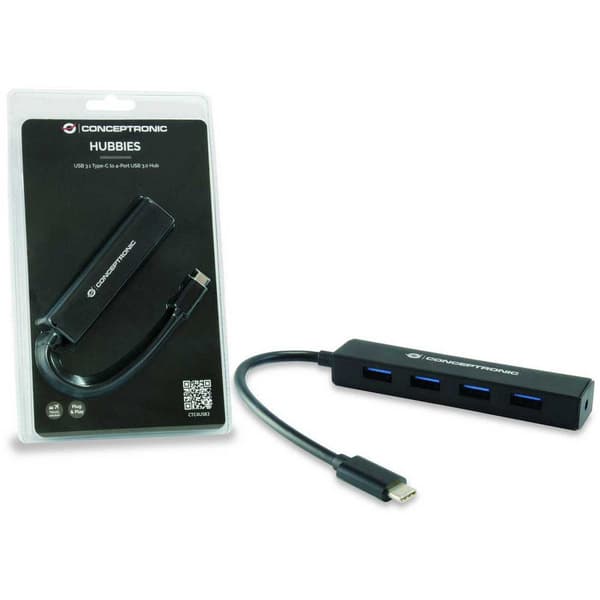 Conceptronic Nav Ctc4usb3 Usb-c 4 Hamnar Svart