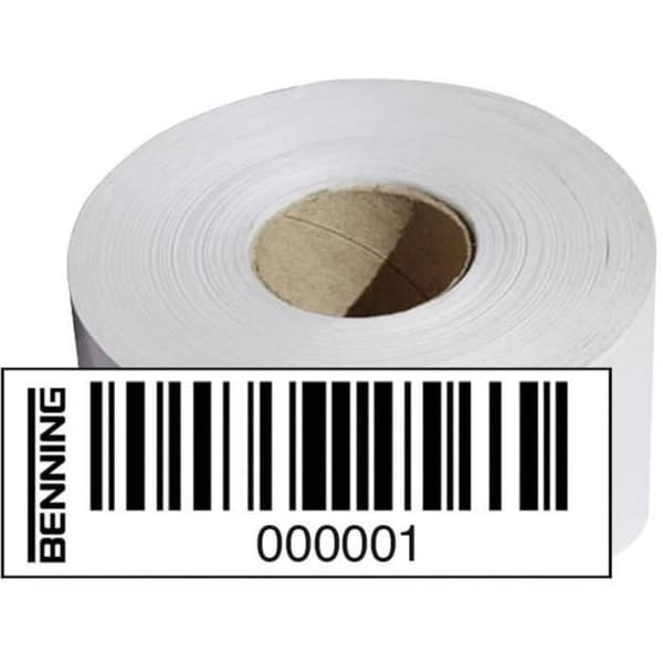Streckkodsetiketter - BENNING - 756301 - Mycket vidhäftande PVC - Numrering 0001 till 1000 - 1 rulle