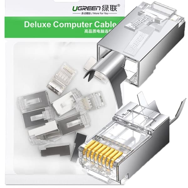 Ugrønn 10x modulær plugg RJ45 Plugg 8P8C Cat 6A/7 (70316)