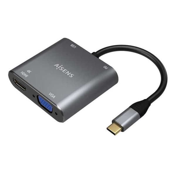 Aisens Usb-c Hdmi 4k Hub Søvfarvet Grå