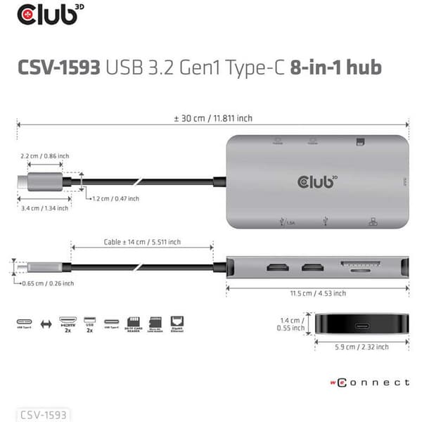 Club 3d Csv-1593 Usb 3.2 Hub