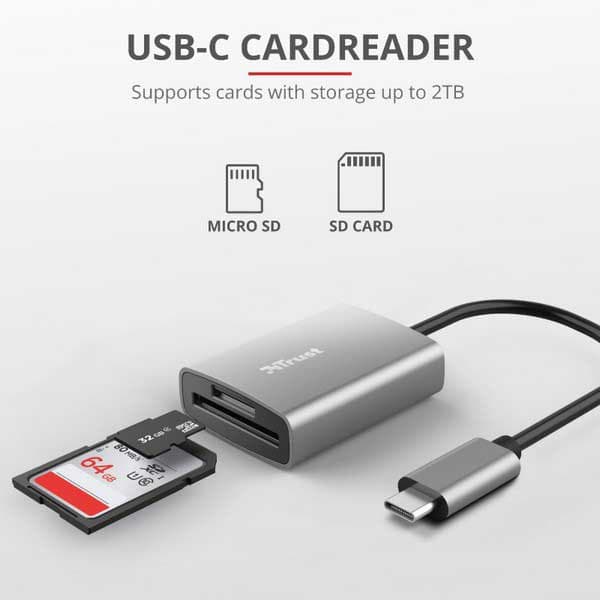 Trust Usb C 24136 Ulkoinen Kortinlukija Musta