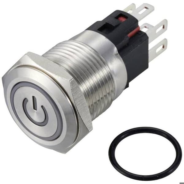 TRU COMPONENTS TC-12647476 Tryckknapp 250 V/AC 3 A 1 x Av/(På) IP65 RGB momentan rostfritt stål 1 st.