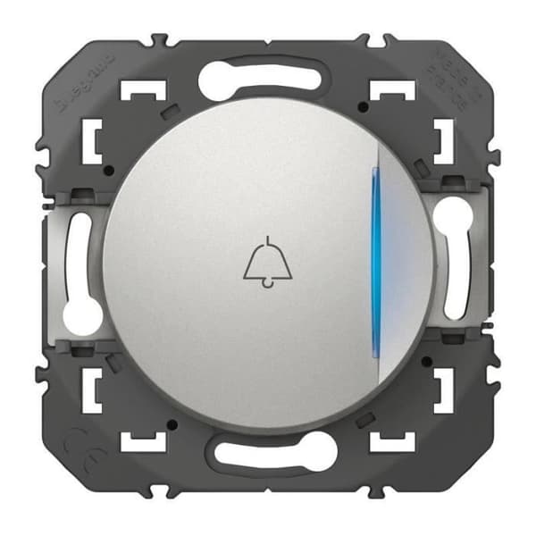 Enkel knapp med ljusindikator och dörrklockemärkning Dooxie 6A - 250V - Aluminiumfinish - 600118 - Legrand