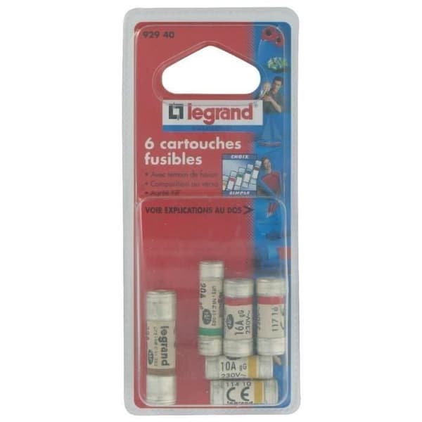 LEGRAND Set med 6 säkringar med matchande indikator