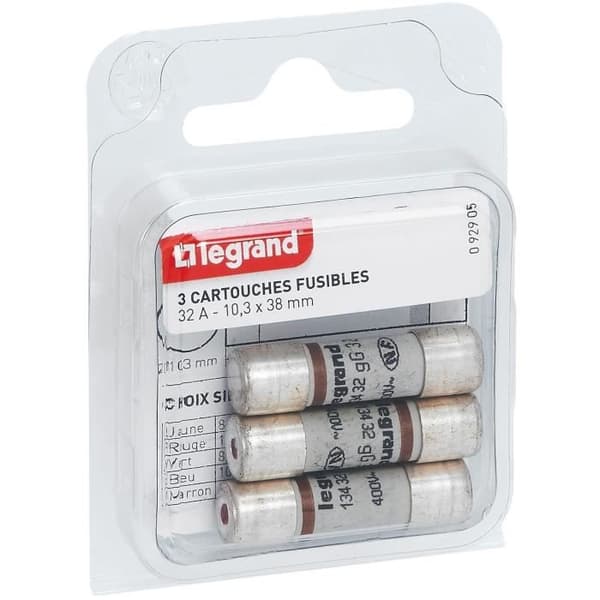 Säkringspatroner för säkringshållare - LEGRAND - 10,3 x 38 mm - Med indikator - 32A