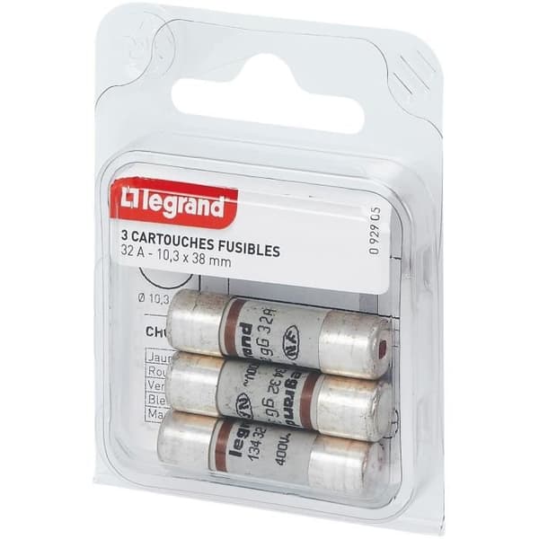 Säkringspatroner för säkringshållare - LEGRAND - 10,3 x 38 mm - Med indikator - 32A