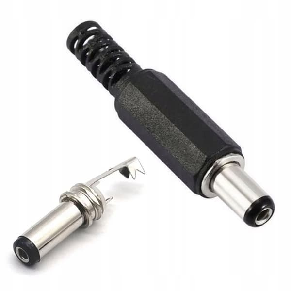 DC hunstik 5,5/2,1 mm loddet til kablet