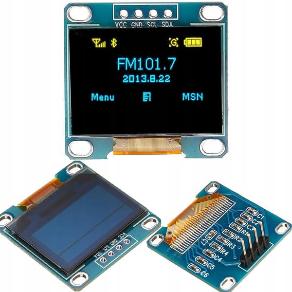 OLED-skærm 0,96" 128x64 blå I2C SSD1306