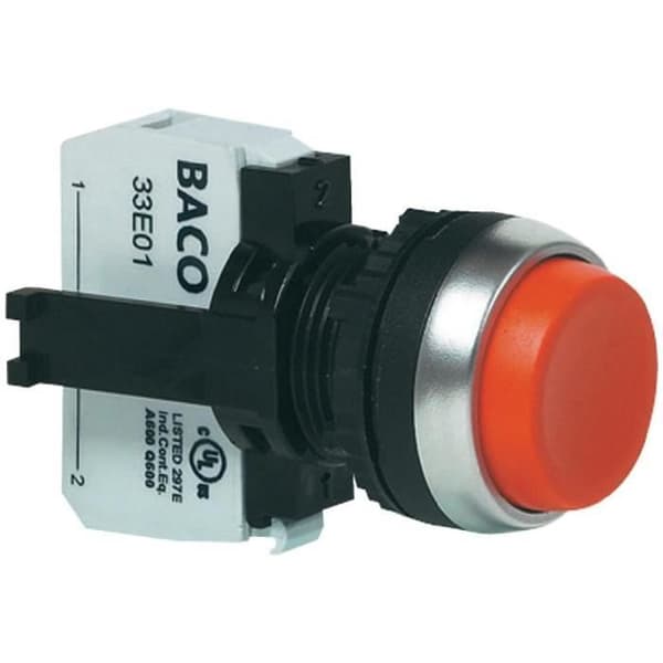 Tryckknapp BACO L21AB01A BAL21AB01A röd kromad frontring 1 st.