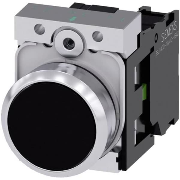 Knapptryckare med fjäderåtergång metallkrage, blank yta, platt svart actuator Siemens SIRIUS ACT 3SU1150-0AB10-1BA0 1 st(s)