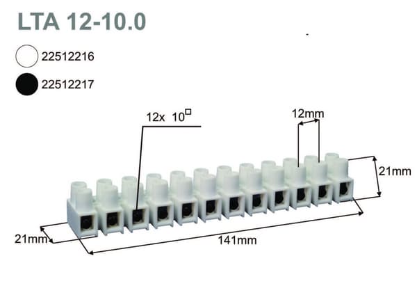 Klemme, gevindskåret, termoplastisk, LTA 12-10.0, sort