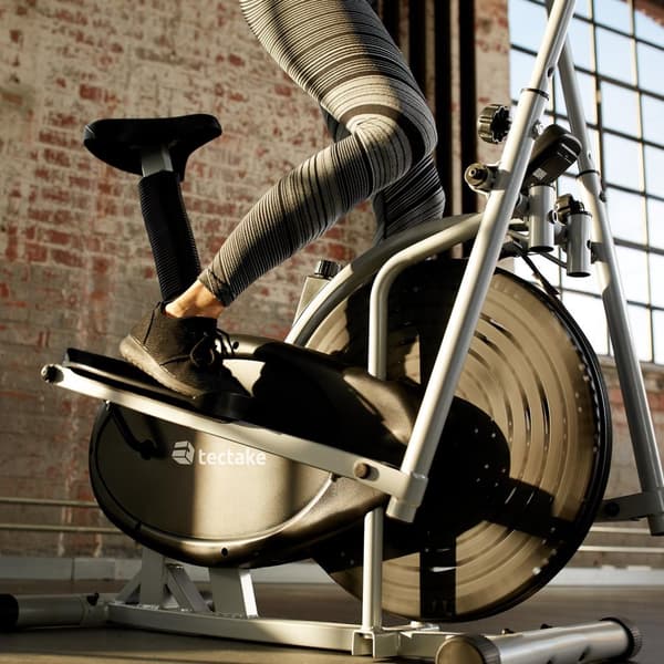 2 i 1 crosstrainer och motionscykel med LCD display - svart