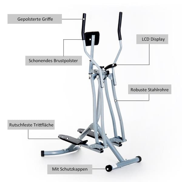 Rootz Elliptical Trainer - Silver, Svart - Stål, Abs, Eva - 37,79 cm x 23,62 cm x 59,84 cm
