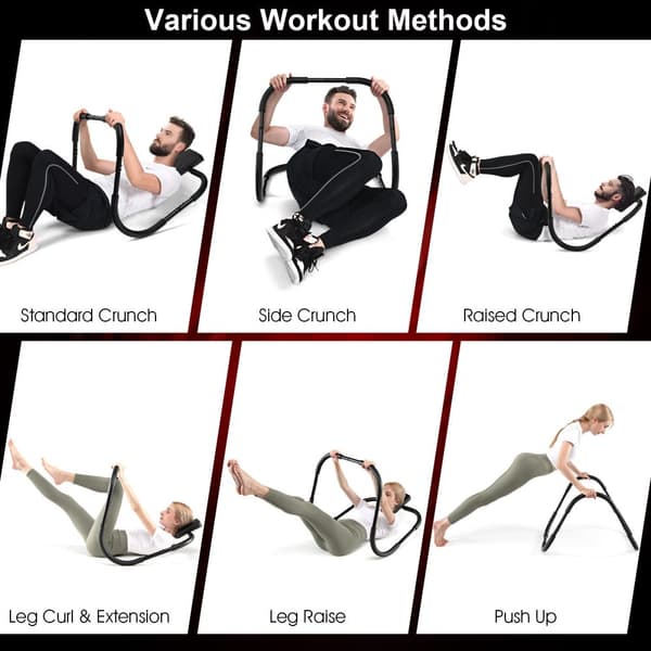 AB-træner, bærbar fitness crunch træningsudstyr, 28,5x28,5x25 tommer, sort/hvid