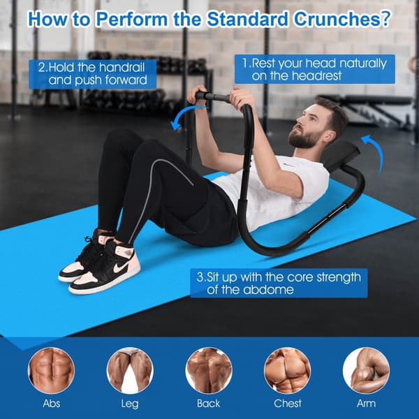 AB-træner, bærbar fitness crunch træningsudstyr, 28,5x28,5x25 tommer, sort/hvid