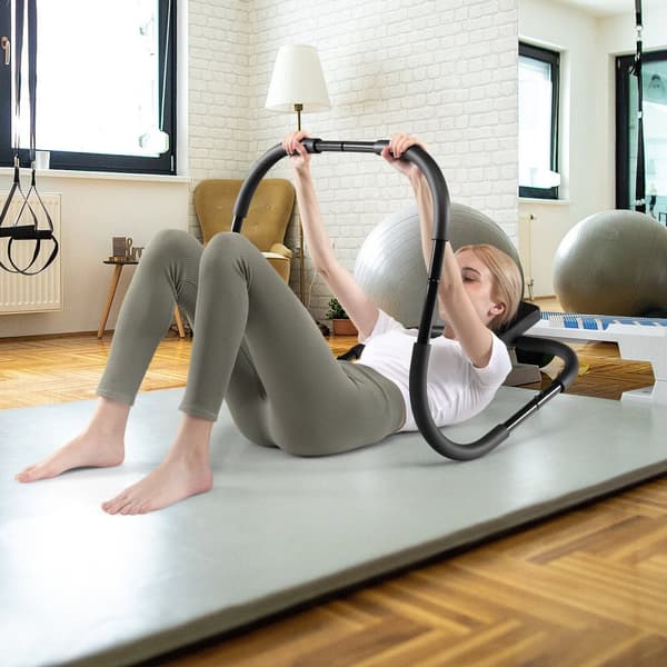 AB-træner, bærbar fitness crunch træningsudstyr, 28,5x28,5x25 tommer, sort/hvid