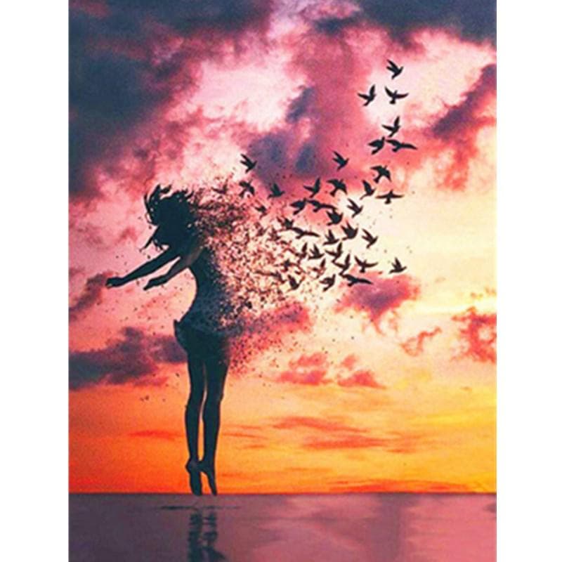 Full 5D DIY Diamond Painting Cross Stitch Girl Change Broder Broderi Mosaic Rhinestone Home Decor