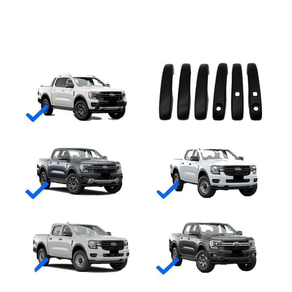 Bil dørhåndtagsovertræk, kompatibel med Ford Ranger T9 2023-2024, dobbeltkabine tilbehør., dørhåndtagsovertræk