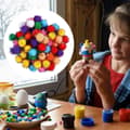 Pikkukuva 7 / 7: Moorle Pompom Ball tee-se-itse-askartelukoristeisiin ja kissan leluihin, 50 kpl pakkaus