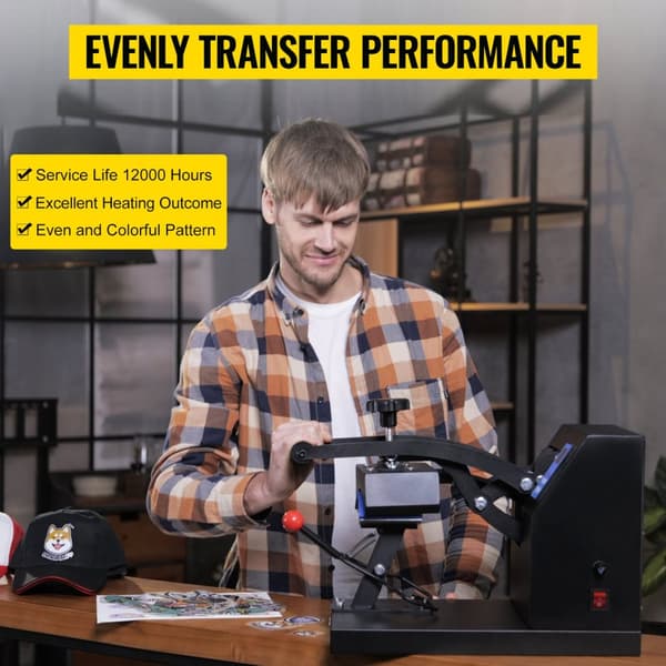 5,5 x 3,5 tum hatt värmepressmaskin, exakt digital styrning, enhetlig värmeöverföring, effektiv utskrift, lätt att använda