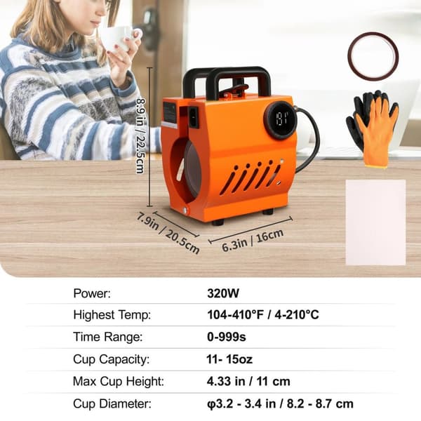 11oz-15oz bärbar muggvärmepresssats, innovativ rattkontroll, pålitlig sublimeringsöverföring, förbättrat skydd
