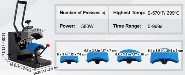 4 i 1 keps värmepressmaskin, hattvärmepress, större värmeplatta, intelligent digital styrning, säker och enkel att använda