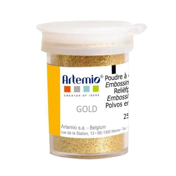 Embossing Powder - ARTEMIO - Guld - Mycket fin struktur - Användning scrapbooking - Gyllene färg