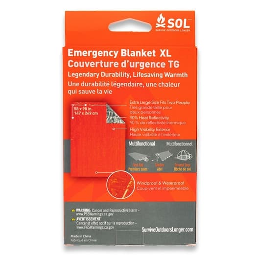 SOL EMERGENCY BLANKET XL, nödfilt värmereflekterande
