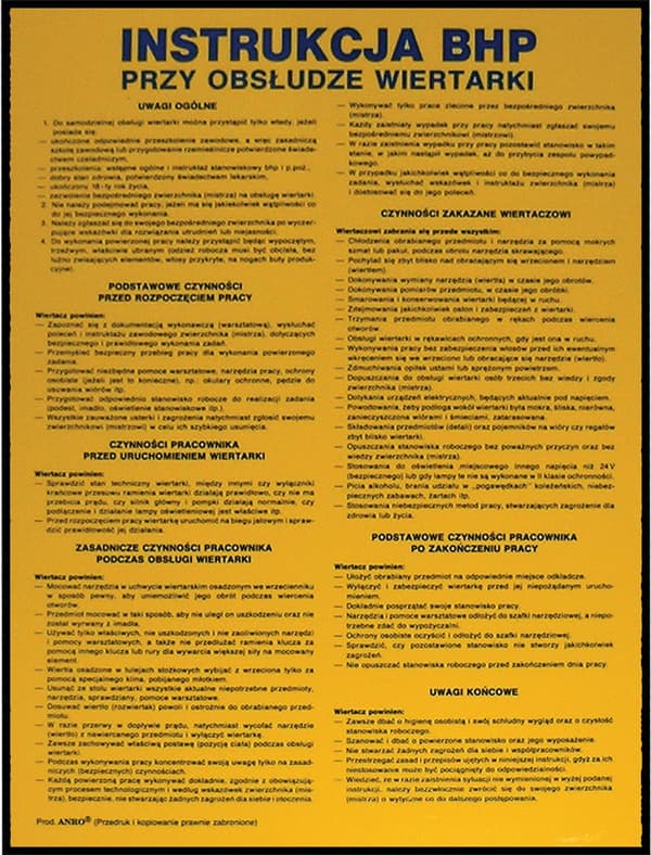 Arbejdsmiljøinstruktioner "Arbejdsmiljøinstruktioner for betjening af en boremaskine"