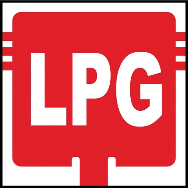 Skylt vid bensinstationer med "LPG"-funktion