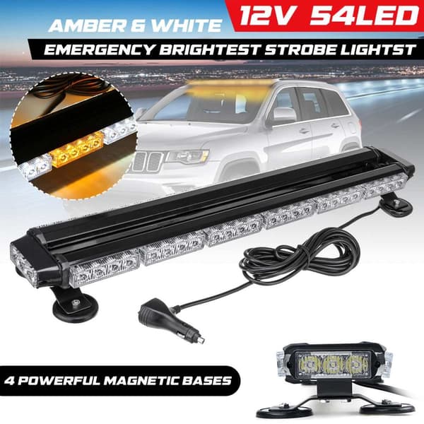 Strobe Light Bar, 54 højintensitets LED'er, 7 blinkmønstre,28 tommer