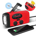 Miniatyrbillede 2 af 5: Rød krumtapradio med solceller, lommelygte og 2000mAh Powerbank nødradio, overlevelse