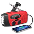 Miniatyrbillede 1 af 5: Rød krumtapradio med solceller, lommelygte og 2000mAh Powerbank nødradio, overlevelse