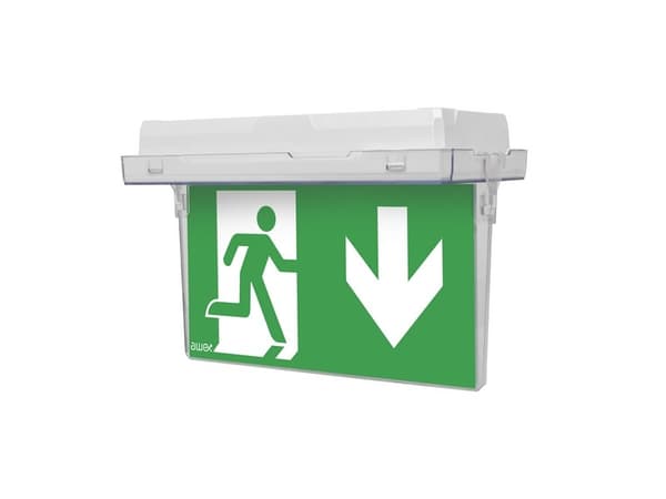 EXIT S plexiglas för dubbelsidig riktad belysning PU34 + PU47