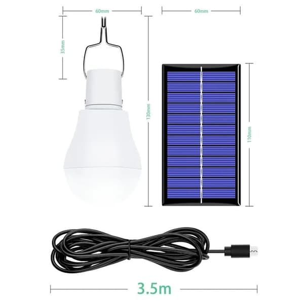 Lollanda solcellelampe, LED solcellelampe med solpanel – vandtæt, LED, nødbelysning, udendørs, to opladningstilstande