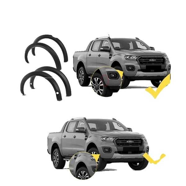 Fender Flares, sopii Ford Ranger 2015-2022, mukana mudguards, 2015-2018