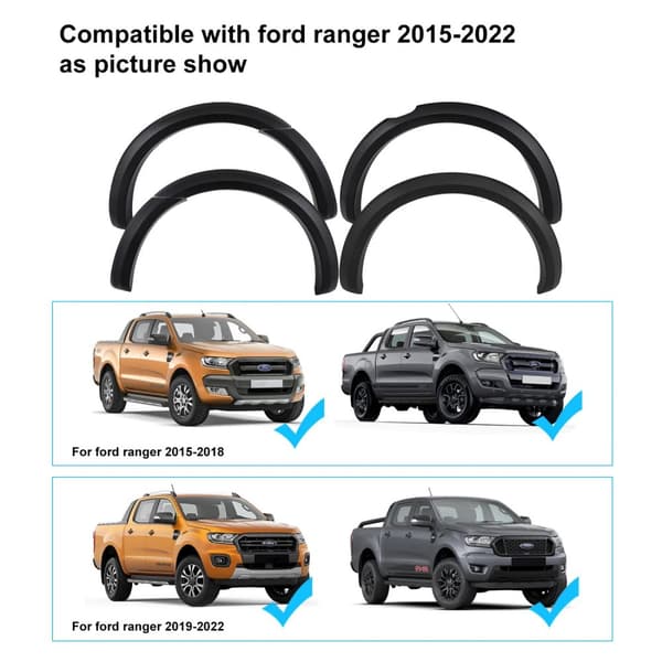 Mustat mustat lokasuojat Ford Rangerille, helppo asennus, 2015-2022 mallit.,2015-2018