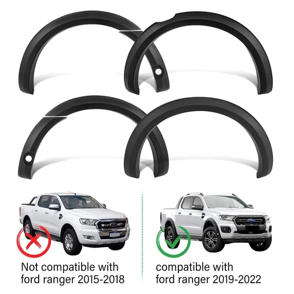 Fender Flares, Matt Svart Färg, Kompatibel med Ford Ranger 2019-2022,skärmbreddare
