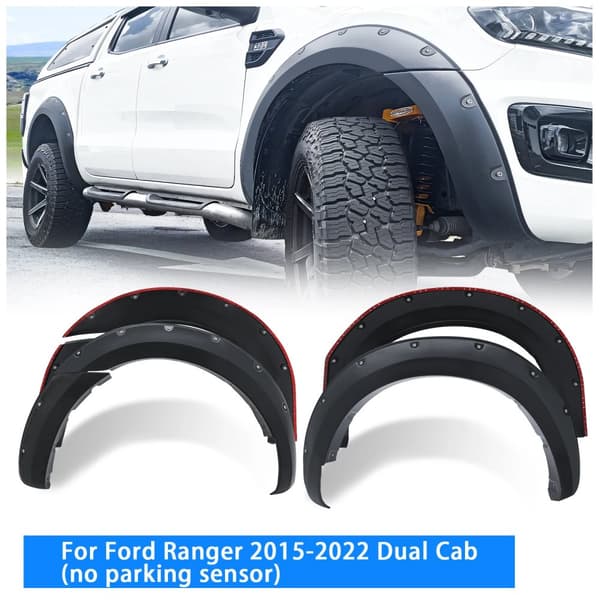 Hjulbåge Fender Flares, Ficka Nitad Design, Passar till Ford Ranger 2016-2022,Bultstil 2015-2022