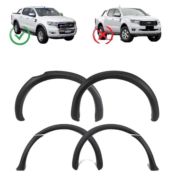 Ford Ranger Skärmvidare, Smala Mattsvarta, Enkel Installation 2015-2018,stänkskärmar