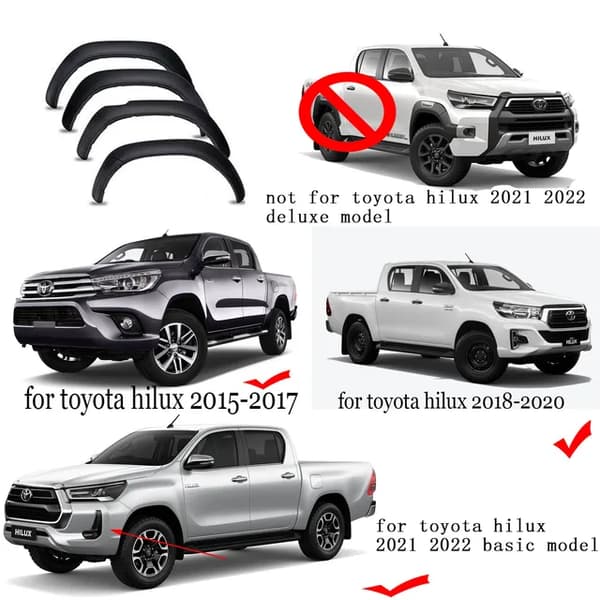 Toyota Hilux Skærmforøgere, Hjulbuebeskyttelse, Mat Sort Finish, 2016-2023