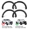 Miniatyrbillede 2 af 2: Fender Flares, Mat Sort Farve, Kompatibel med Ford Ranger 2019-2022,skærmforlængelser
